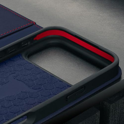 TORRO Leather Case Compatible with iPhone 17 Pro 6.3" 2025 - Premium Leather Wallet Flip Case with Kickstand and Card Slots (Compatible with Official MagSafe Chargers) - Navy Blue - color: Navy Blue with Red Detail, size: iPhone 17 Pro