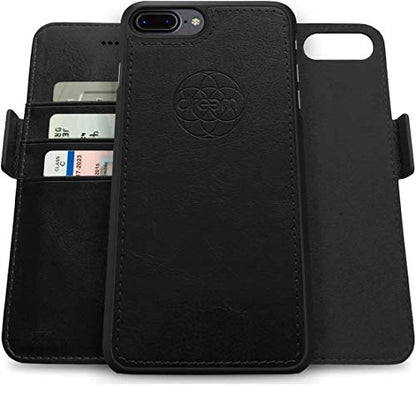 Dreem Fibonacci 2-in-1 Wallet Case for Apple iPhone 8 Plus & 7 Plus - Luxury Vegan Leather, Magnetic Detachable Shockproof Phone Case, RFID Card Protection, 2-Way Flip Stand - Black - color: Black, size: iPhone 8 Plus & 7 Plus