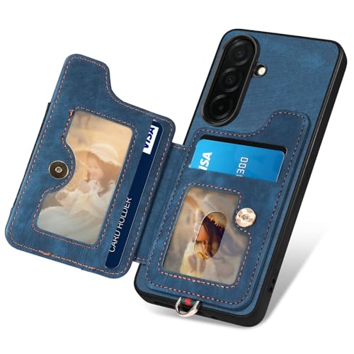 for Samsung Galaxy S26 Plus Case Wallet with Card Slots Blue | PU Leather Flip Folio Cover,RFID Blocking Ring Holder,Kickstand,Wrist Strap,Shockproof,Magnetic Protective,Women Men Girls - color: Blue, size: Galaxy S26 Plus 6.7 Inch