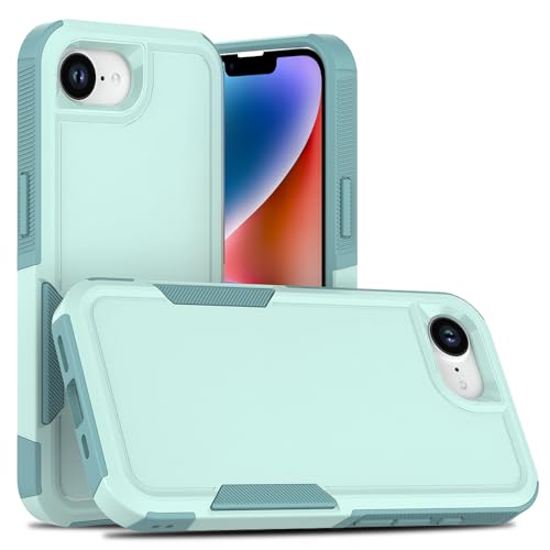 for iPhone 16E / iPhone 17E Case: Dual Layer Protective Heavy Duty Cell Phone Cover Shockproof Rugged with HD Screen Protector - Military Protection Bumper Tough - for iPhone 16E / 17E, Mint Green - color: Mint Green (PC) + Mint Green (TPU)