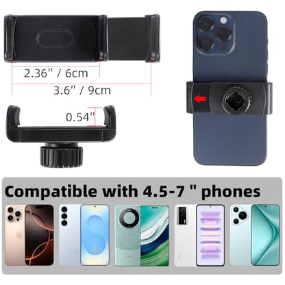 Portable Flexible Phone Holder with Handle for Treadmill, Spin Bike, Stroller, Tripod, Shopping Cart, Desk, Logitech Webcam, 23.6" / 60cm Long Arm Gooseneck Phone Mount for 4.7”- 7" Cell Phones
