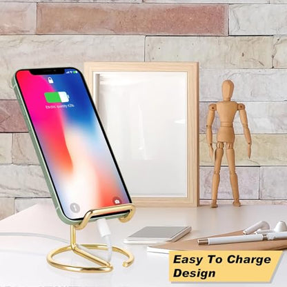 RXU 2 Pack Cell Phone Stand for Desk,Cute Metal Gold Holder Desk Accessories,Compatible with All Mobile Phones,iPhone,Switch,iPad