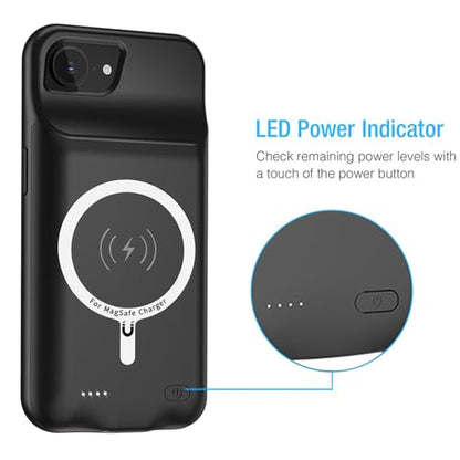 Battery Case for iPhone 17e, 10000mAh Portable Protective Charging Case with Wireless Charging Compatible for iPhone 16e/ 17e (6.1 inch) Rechargeable Battery Pack Charger Cover with Carplay (Black) - size: iPhone 16e/17e
