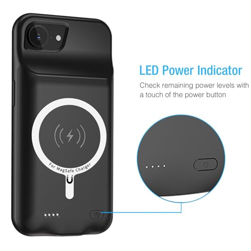 Battery Case for iPhone 17e, 10000mAh Portable Protective Charging Case with Wireless Charging Compatible for iPhone 16e/ 17e (6.1 inch) Rechargeable Battery Pack Charger Cover with Carplay (Black) - size: iPhone 16e/17e