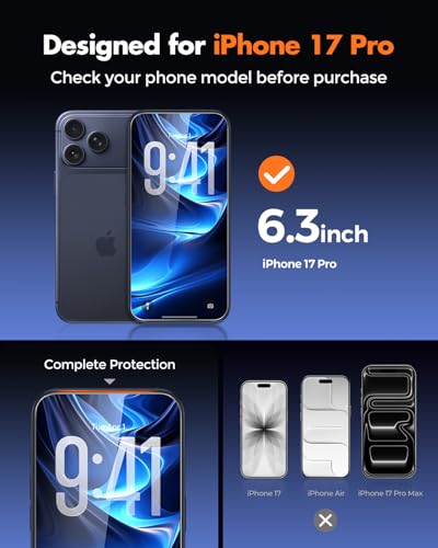UNBREAKcable 2-Pack Screen Protector for iPhone 17 Pro Tempered Glass - size: iPhone 17 Pro