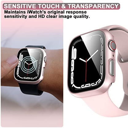 Rontion 6 Pack Hard PC Case for Apple Watch 40mm SE 3/SE 2/ Series 6/SE/5/4 | Ultra-Thin Scratch Resistant Tempered Glass Screen Protector Full Protective Bumper Face Cover Compatible with iWatch 40mm - color: Black+Clear+Silver+Rose Gold+Pink+Leopard, si
