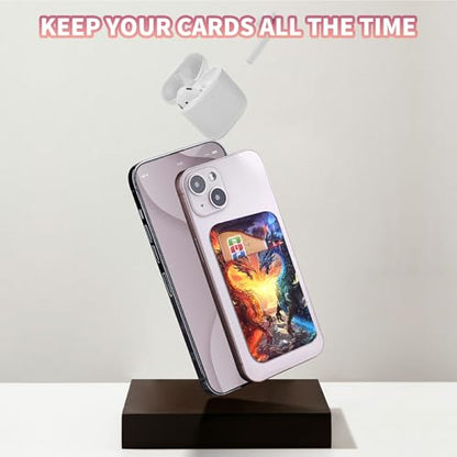 Phone Credit Card Holder Stick on, Phone Case Wallet, Cell Phone Pocket Self Adhesive Stretchy Lycra Stick on Wallet ID Credit Card Case Pouch Sleeve for All Smartphones, Blue Red Dragon - color: Phone Case Wallet-603