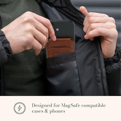 Christian Art Gifts Magnetic Phone Wallet, Stand Firm Bible Verse, Honey Brown Faux Leather, MagSafe Wallet Stand, Snap Closure, 3.9" x 2.5" - color: Brown Snap Closure/Stand Firm