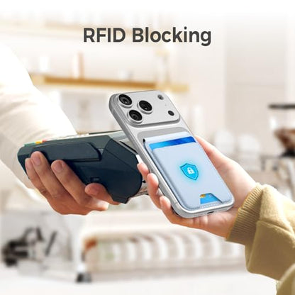 for MagSafe Wallet，Leather Magnetic Wallet for Phone with Adjustable Stand，5 Magnetic Credit Card Holder RFID Blocking for iPhone 17 16 15 14 13 12 Pro Max Air Series Cases(Slim-Light blue) - color: Slim-Light blue