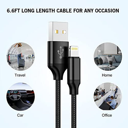 iPhone Fast Charger,2Pack Dual Port Wall Charger with Fast Charging 6.6Foot - color: Black 2Pack 6Feet