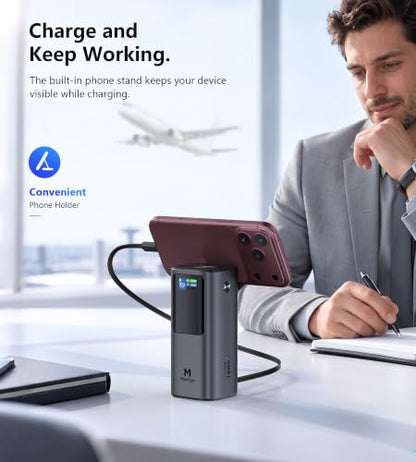 Mukiya 20000mAh Laptop Power Bank with Retractable Cable & Stand