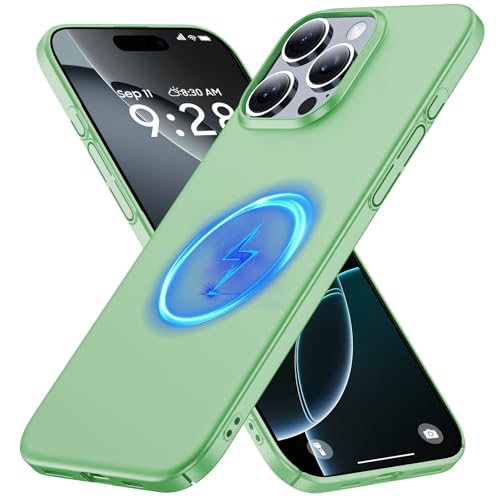 GRECAZO Magnetic Ultra Thin Frosted Designed for iPhone 16 Pro Phone Case 6.3 inch(2024) Slim Minimalist Lightweight Matte Hard PC Compatible with Magsafe Cover Protective Bumper Case-Light Green - color: Light Green, size: iPhone 16 Pro