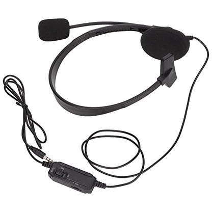 PUSOKEI Corded Telephone Headset, 3.5mm Single Ear Customer Service Headset, Fixed VOIP Phone Headset, with Noise Reduction Mic, Volume Controls, for Computers Black