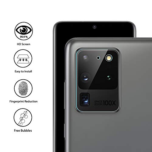 Orzero (4 Pack Camera Lens Protector Compatible for Samsung Galaxy S20 Ultra, Protector de Cámera Flexible Glass (Not Tempered Glass) (2.5D Arc Edges),HD Anti-Scratch Bubble-Free - size: 6.9 inch