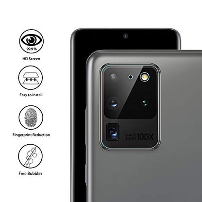 Orzero (4 Pack Camera Lens Protector Compatible for Samsung Galaxy S20 Ultra, Protector de Cámera Flexible Glass (Not Tempered Glass) (2.5D Arc Edges),HD Anti-Scratch Bubble-Free - size: 6.9 inch