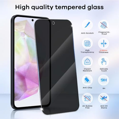 3+3 for Samsung Galaxy A35 5G Privacy Screen Protector Camera Protector - size: Galaxy A35 Privacy