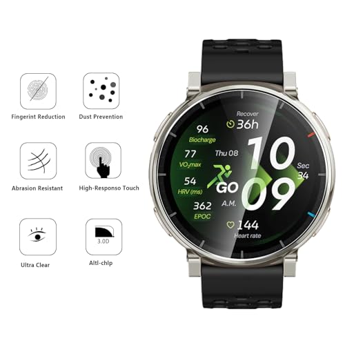 5 Pack Tempered Glass for Amazfit Active 3/Amazfit Active 3 Premium/Balance 2 XT/Balance 2 Screen Protector,9H Hardness,Ultra Resistant,Anti-Fingerprints,No Bubbles,HD-Clear,Full Coverage Watch Film - color: Amazfit Active 3 Premium