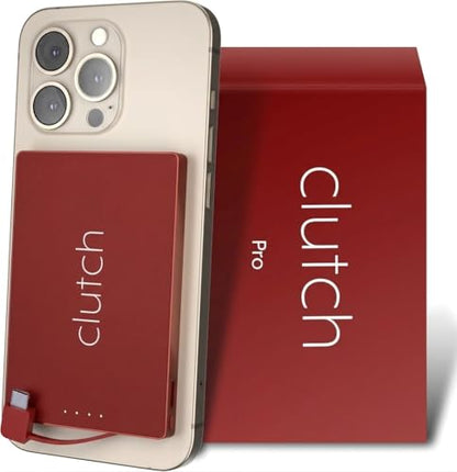 Clutch - Pro USB-C Portable Charger - Compatible with iPhone 15, 16, 17 & Android Devices - Power Bank Magnetic Battery - TSA Travel Approved - USB Rechargeable - Built-in Cable - 5000 mAh - 3.7oz - color: Red
