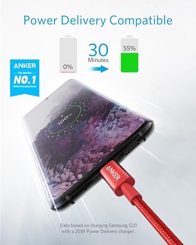 Anker USB C to USB C Cable, 60W Fast Charging Cable (2-Pack, 3.3 ft, Red) - color: Red, size: 3.3FT*2
