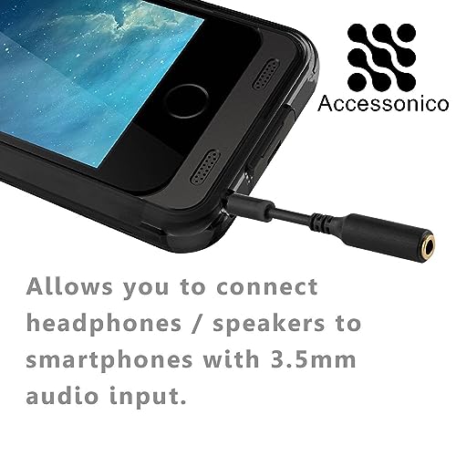 Accessonico 3 Pack Headset Audio Jack Extender, 3.5mm Headphone AUX Extension Adapter for Juice Pack, for Battery Charger Case, Power Case, for Smartphones, Tablets
