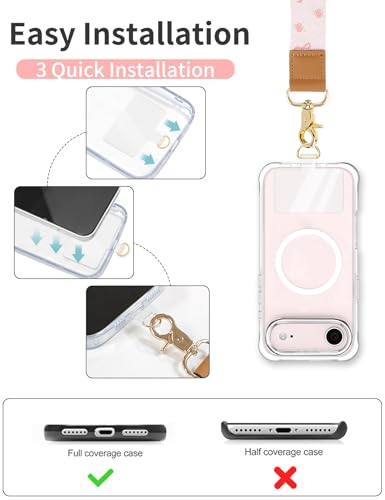 Phone Lanyard Crossbody Strap, Adjustable Neck Strap and Wristlet Strap for Phone Wallet ID Badge with 2 Phone Tabs - color: Bow Flower
