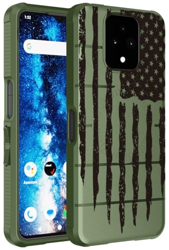 Case and Holster Combo for Sonim XP Pro 5G - Army Green Rugged USA Flag | Compatible with MagSafe, Magnetic, Rugged Cover, Enhanced Grip, with Belt Clip Holder, Ratchet Rotation - color: USA Flag