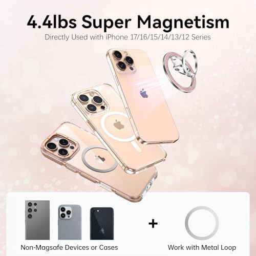 (Flexible Rotation) GUAGUA Magnetic Phone Ring for MagSafe Grip [Super Magnet] Stylish Ring Holder Stand, Mag Safe Accessories for iPhone 17 16 15 14 Pro Max Plus Air, Silver - color: Silver