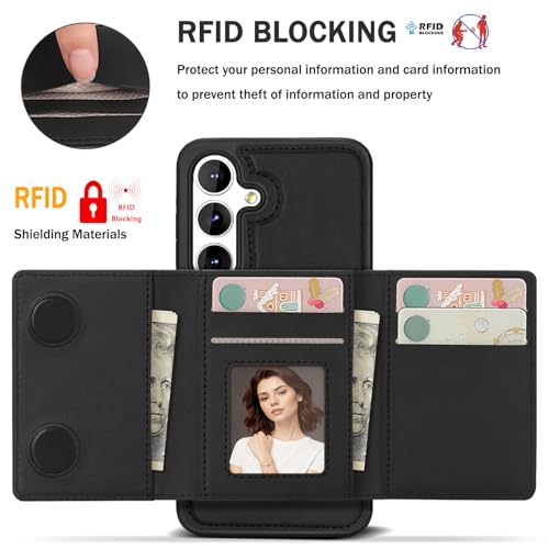 for Samsung Galaxy S23 FE Wallet Case, 2-in-1 Detachable Magnetic Wallet Case, Card Holder RFID Blocking, Fashionable Faux Leather Card Slot & Folding Design (Black) - color: Black, size: Samsung Galaxy S23 FE