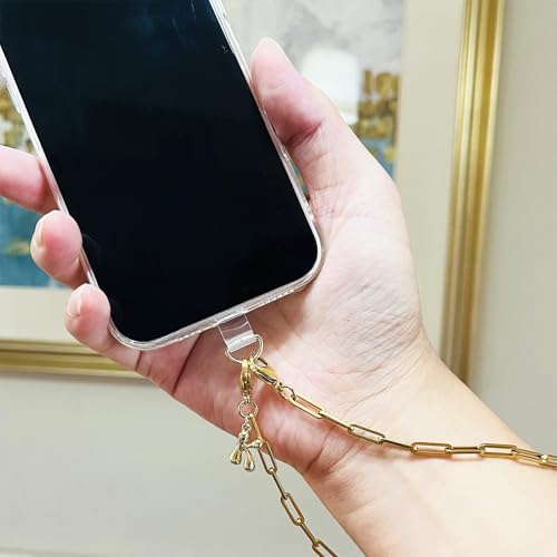 Phone Wrist Strap Metal Phone Chain Wristlet Strap Detachable Cellphone Lanyard Wrist with Tether Tab - color: 07_gold Letter K