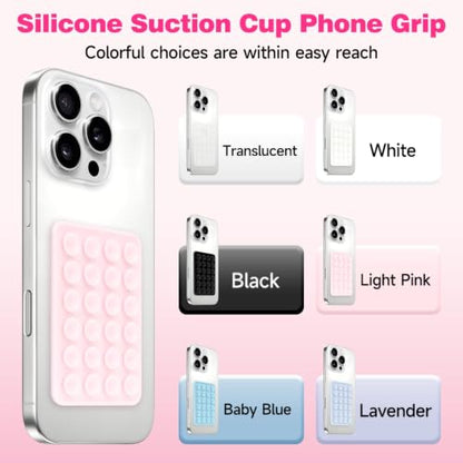 QxbBox 2Pack Silicone Suction Phone Case Mount, Suction Cup with Strong Suction Power, Hands-Free Phone Accessories Holder, Silicon Adhesive Phone Stand Sticky for Cell Phone Baby Blue - color: Baby Blue