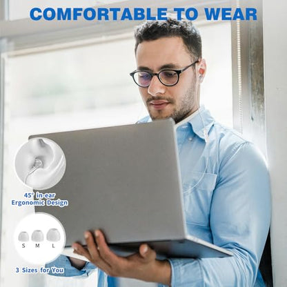 ASKUBSKU 3.5mm Headphones Wired Earbuds for Chromebook Laptop PC, Silver - color: Silver