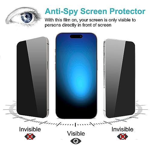 PEHAEL for iPhone 15 Pro Privacy Screen Protector+Camera Lens Protector