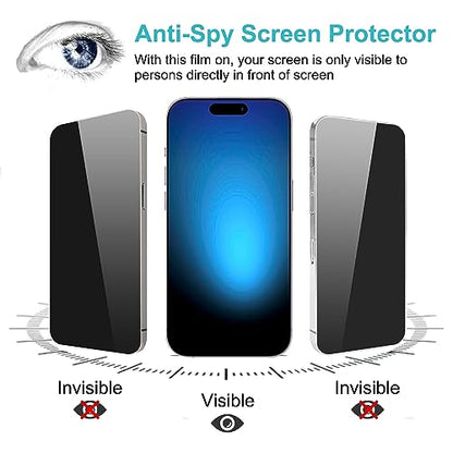 PEHAEL for iPhone 15 Pro Privacy Screen Protector+Camera Lens Protector