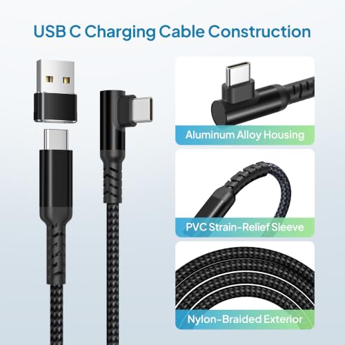 Elebase for Google Pixel 10 9 USBC Charger Cable 6.6FT with USB Adapter - color: Angled-Black, size: 6.6 FT