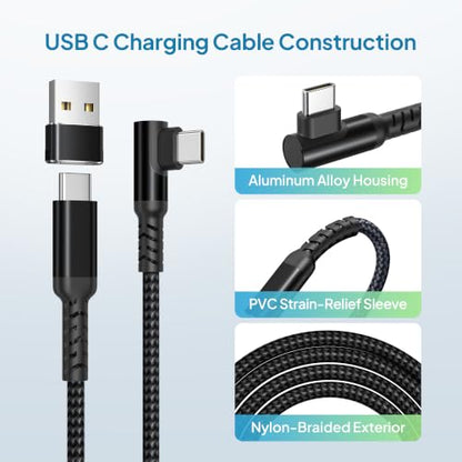 Elebase for Samsung S26 Ultra USBC Charger Cable 10FT with USB Adapter - color: Angled-Black, size: 10 FT