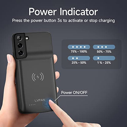 LVFAN 4700mAh Backup Portable Charger Phone Case for Samsung Galaxy S22 | 6.1" Fast Wireless Charging External Portable Charge Case
