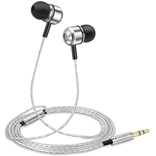 Wired Earbuds, in-Ear Headphones Wired with Pure Bass Sound, Noise Isolating 3.5mm Headphones Earbuds Cord, Lightweight Cord Earphones for Samsung,iPhone, Laptop,Tablet, MP3 and Other 3.5mm Devices