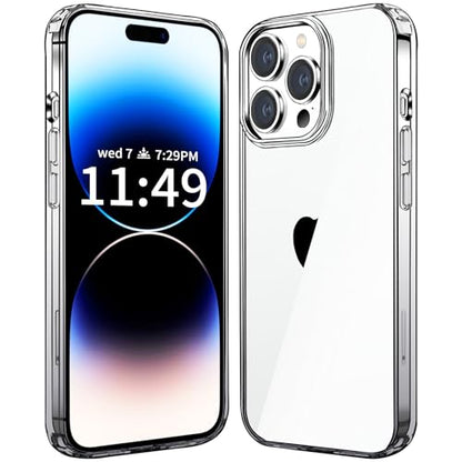 JJGoo Compatiable with iPhone 14 Pro Max Case Clear, Transparent Shockproof Phone Case, Slim Anti-Scratch Hard PC Back Protective Cover Bumper, Gradient Black - color: Gradient Black