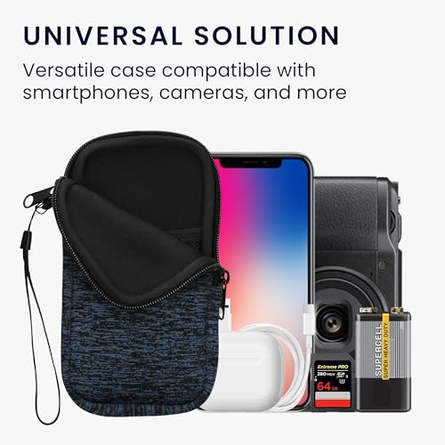 kwmobile Universal Phone Pouch Size XL - 6.7/6.8" - Neoprene Smartphone Pouch with Zip - Water-Repellent Mobile Phone Case - Sleeve in Deep Ocean/Black - color: Deep Ocean / black, size: XL - 6.7/6.8"