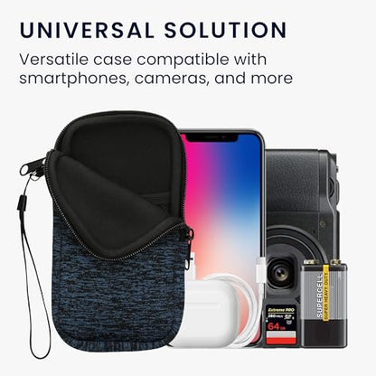 kwmobile Universal Phone Pouch Size XL - 6.7/6.8" - Neoprene Smartphone Pouch with Zip - Water-Repellent Mobile Phone Case - Sleeve in Deep Ocean/Black - color: Deep Ocean / black, size: XL - 6.7/6.8"