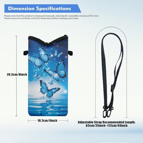 Men Women Small Crossbody Purses Mini Cellphone Pouch Case Phone Carrier Bag with Detachable Adjustable Strap for iPhone 16/15/14/13, Blue Butterfly Water Ripple Print - color: Blue Butterfly Water Ripple Print