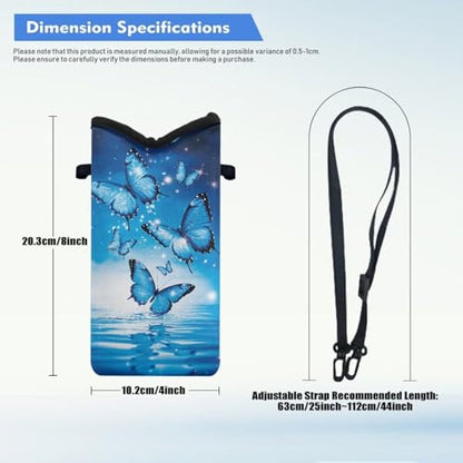 Men Women Small Crossbody Purses Mini Cellphone Pouch Case Phone Carrier Bag with Detachable Adjustable Strap for iPhone 16/15/14/13, Blue Butterfly Water Ripple Print - color: Blue Butterfly Water Ripple Print