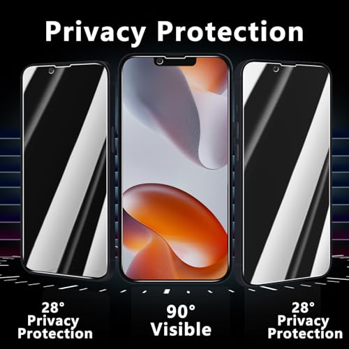 Pokolan 3 Pack Privacy Screen Protector for iPhone 14 Tempered Glass Film - size: iPhone 14