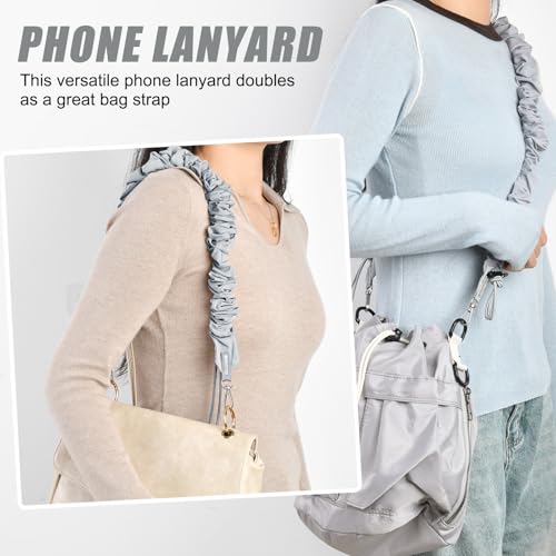 Phone Lanyard Scrunchie Long Strap - Stylish and Comfortable Adjustable Camera, Phone, and Accessory Strap (Gray)