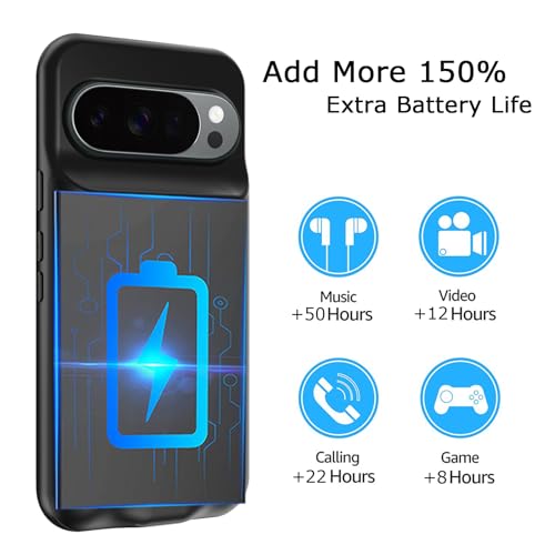 Battery Case for Pixel 9/10 Pro XL, Upgraded 10000mAh Battery Pack Rechargeable Charger Case with Wireless Charging Compatible for Pixel 9/10Pro XL(6.8 inch) External Charging Cover(Black) - size: Pixel 9/10 Pro XL