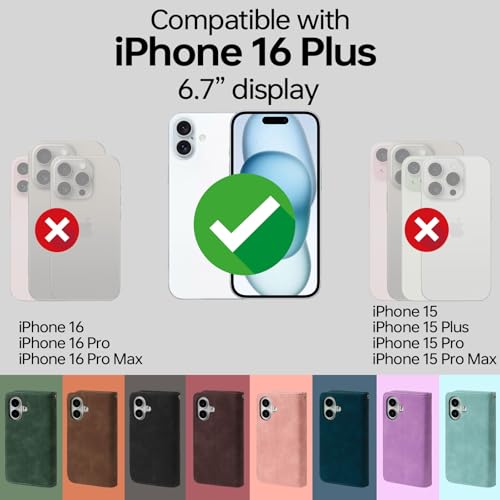 RANYOK Compatible with iPhone 16 Plus Case Wallet - PU Leather Wallet Case for iPhone 16 Plus with Card Holder RFID Blocking Zipper Pocket Flip Folio with Wrist Strap Protective Case (Baby Blue) - color: Light Blue, size: iPhone 16 Plus, 6.7"