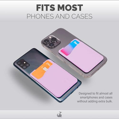 Wallaroo Premium Leather Cell Phone Wallet Stick On - Android and iPhone Wallet and Card Holder for Women and Men - Durable with Non-Slip Lining Secures Up to 3 Cards - color: Lavender Pink
