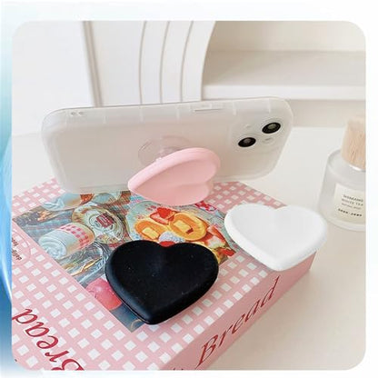 2PCS Heart-Shaped Silicone Mobile Phone Grip Stand,Vilbocr Collapsible Cellphone Finger Grip Holder for Smartphone Tablet Cell Phone Accessory (White) - color: White