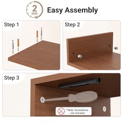 BONTEC Monitor Stand Riser with Cellphone Holder & Cable Management - color: Walnut, size: 16.7 Inch