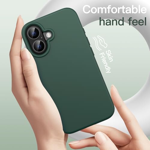 JETech Silicone Case for iPhone 16, Midnight Green | Silky Soft Touch, Shockproof Protection, Scratch Resistant, Microfiber Lining - color: Midnight Green, size: iPhone 16